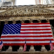 New York Stock Exchange with American Flag
