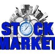 stock market sign with clock
